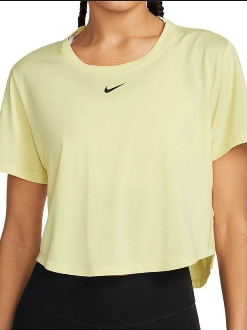 NWT Nike Dri-FIT One Crop Plus Size Butter Yellow Cream Color Work Out Top